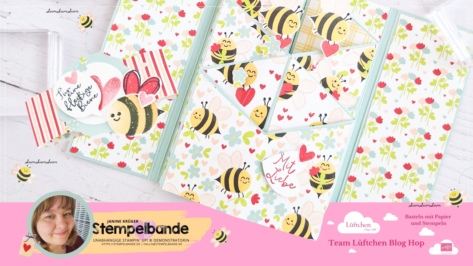 Pocket Hug Biene Glücksbringer - Gehäkeltes Plüschtier 9.5x6cm - Mit Positiver Karte