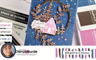 Die perfekte Weihnachtskarte: 1 einfache Idee in Petunienpink, Espresso und Abendblau mit Stampin‘ Up!