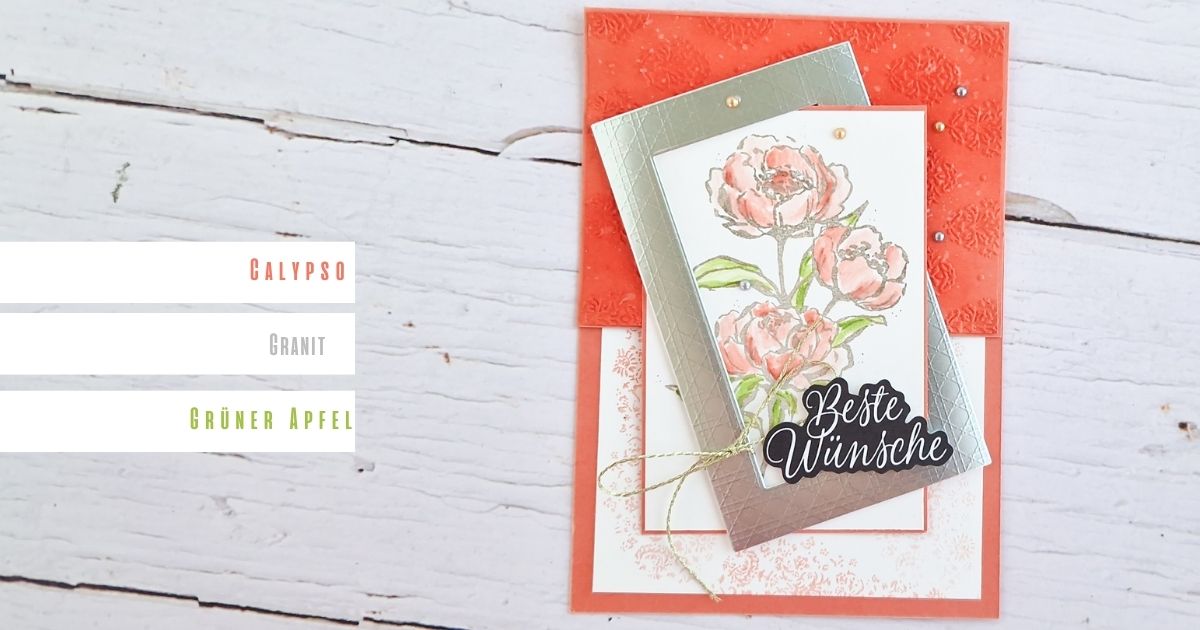Stampin‘ Up! Traumhafte Hochzeitskarte in Granit, Calypso & Grüner Apfel | We fall in Colours Bloghop